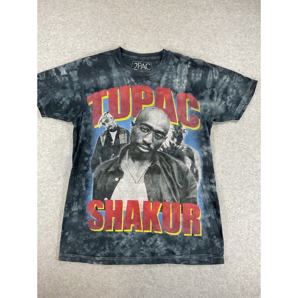 Tupac Shakur Graphic T-Shirt Mens Small Tie Dye Black Grey Hip Hop Rap 2Pac 2990